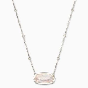 🌼🌸Kendra scott Elisa 14k white gold satellite rainbow moonstone necklace.